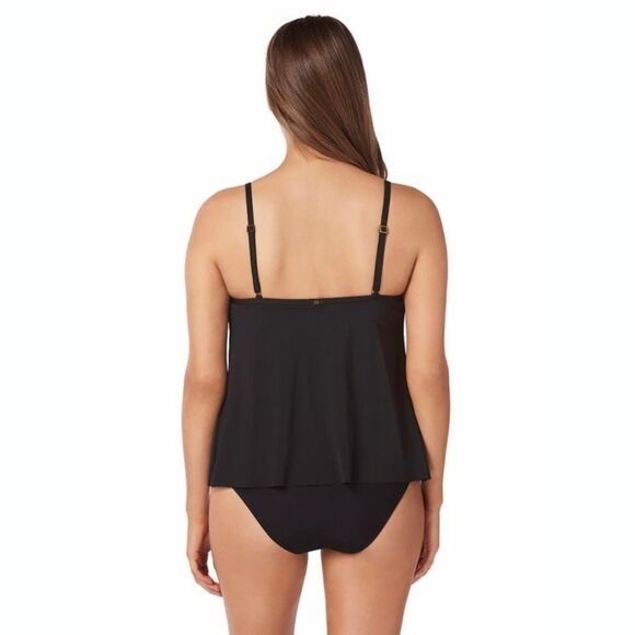 New! AMORESSA MIRACLESUIT Eclipse Aries Black Tankini Women's Swim Top V-neck - Picture 2 of 8